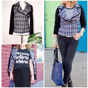 EUC Tinley Road Metallic Tweed Bouclé Moto Jacket​​​​